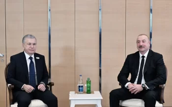 İlham Əliyev və Şavkat Mirziyoyev videobağlantı vasitəsi ilə Xankəndidə tikiş fabrikinin açılışında iştirak ediblər