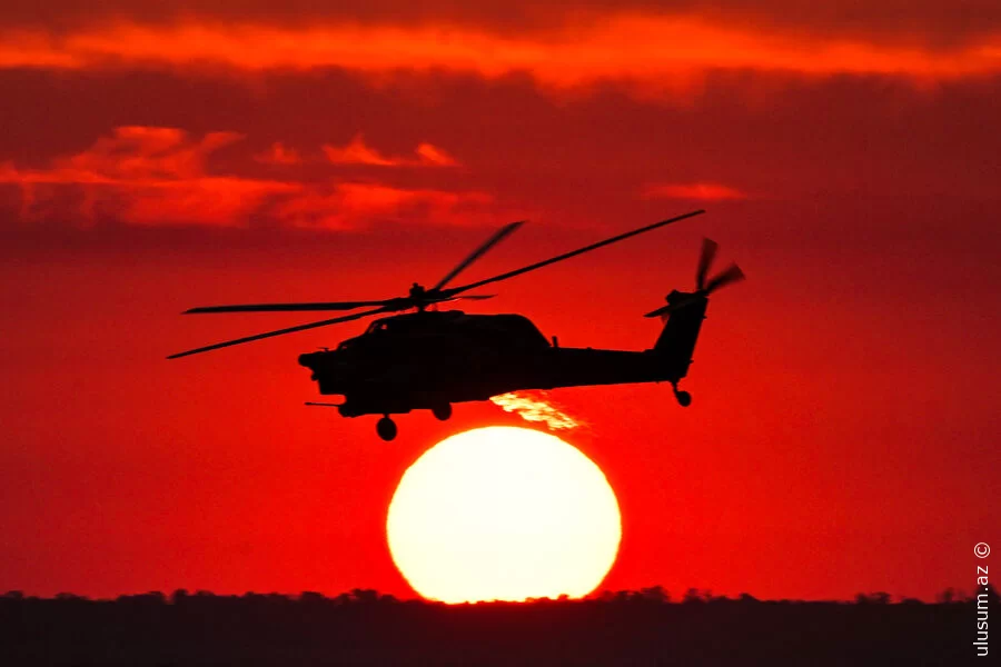 Rusiyanın Voronej vilayətində "Mi-28" hərbi helikopter qəzaya uğrayaraq alovlanıb