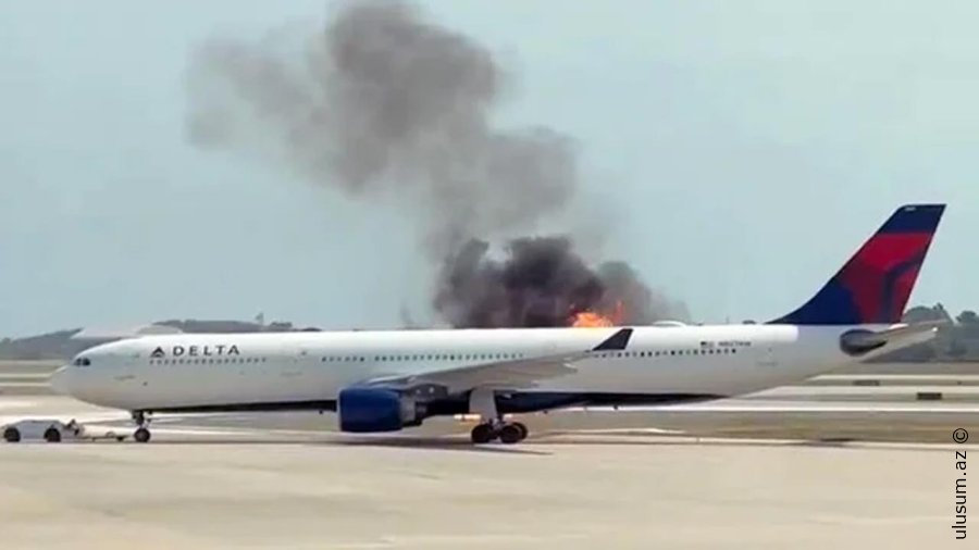 Delta Hava Yollarına məxsus təyyarə Orlando hava limanında yanıb