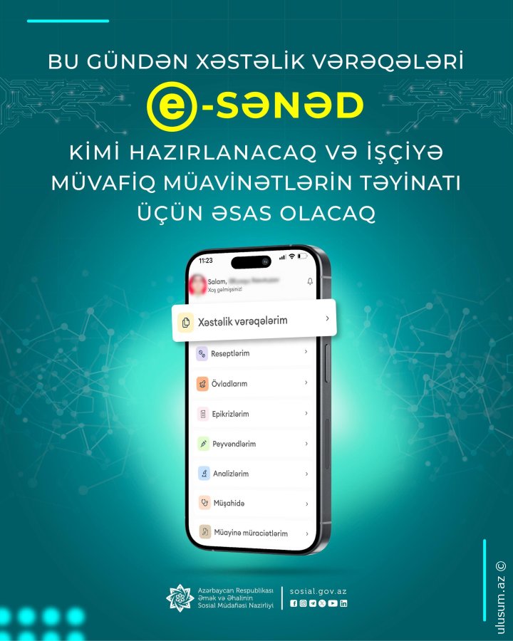 Xəstəlik Vərəqələri Artıq Elektron Şəkildə Hazırlanacaq