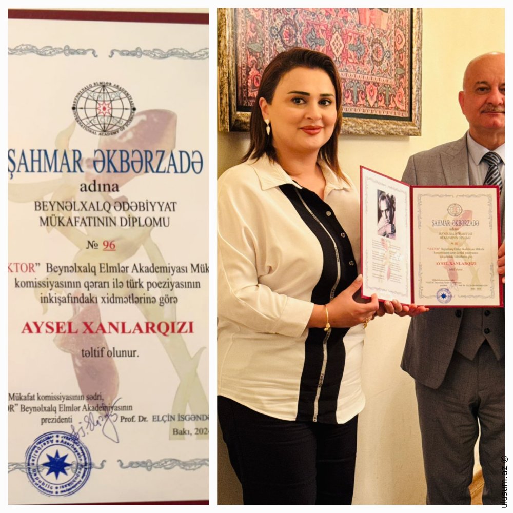 Aysel Xanlarqızı Beynəlxalq Ədəbiyyat Mükafatına Layiq Görüldü