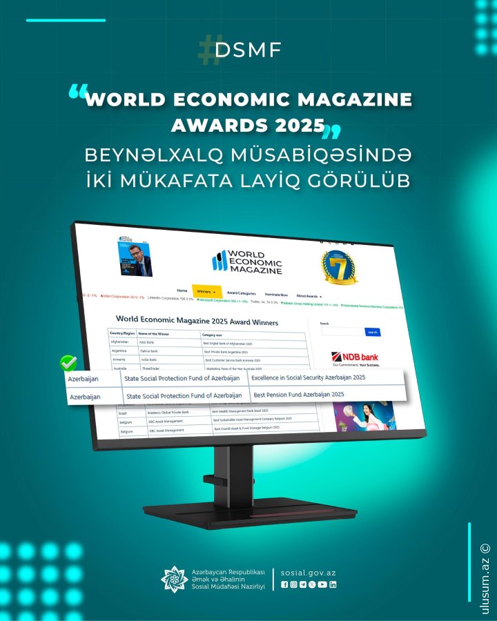 DSMF dünya miqyasında “Ən Yaxşı Pensiya Fondu” elan olundu!