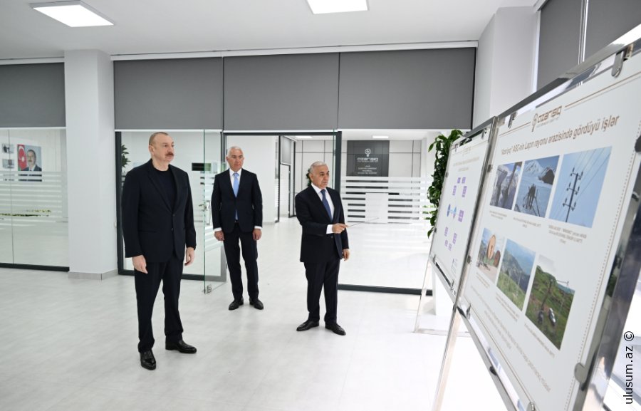 İlham Əliyev Laçın Elektrik Şəbəkəsi Rəqəmsal İdarəetmə Mərkəzinin açılışında