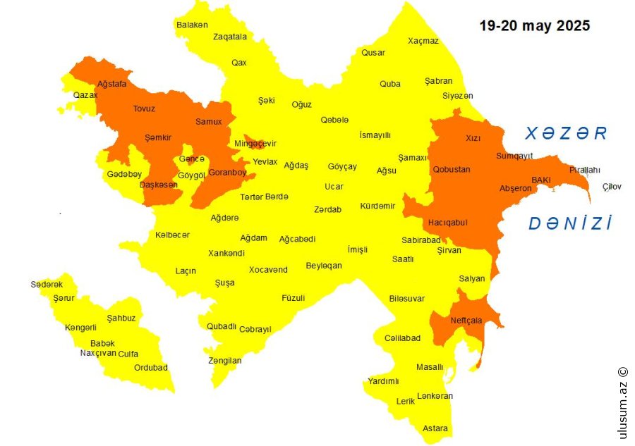 Küləkli hava şəraiti ilə bağlı sarı və narıncı xəbərdarlıq verilib