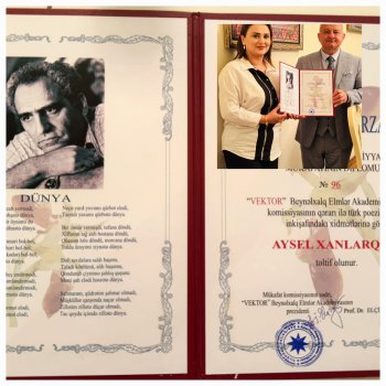 Aysel Xanlarqızı Beynəlxalq Ədəbiyyat Mükafatına Layiq Görüldü