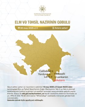 Elm və təhsil naziri Astarada vətəndaşları qəbul edəcək