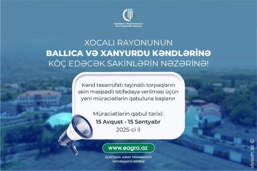 Xocalıda torpaq icarəsi üçün qeydiyyat başladı