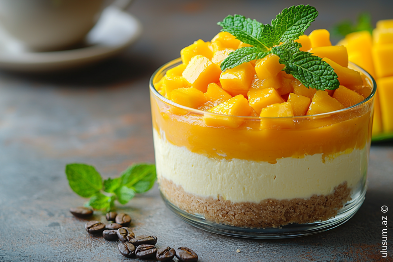 Kəsmikli və manqolu cheesecake - elə incə və yüngüldür ki, dadından doymaq olmur