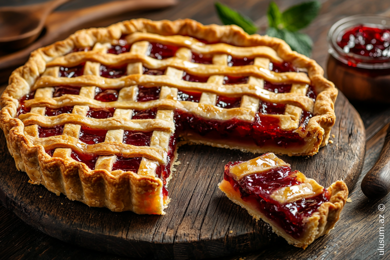 Qızılı rəngli, yumşaq və qatı mürəbbəli piroq