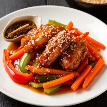 Yerkökü və bolqar bibəri ilə teriyaki sousunda toyuq