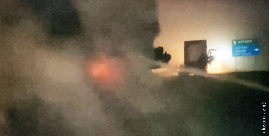 Ələt-Astara magistral avtomobil yolunda yük avtomobili yanıb   VİDEO