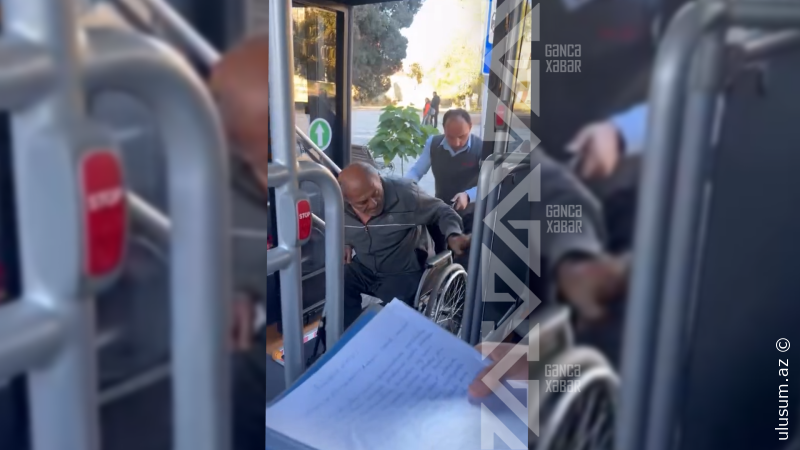 Gəncədə "BakuBus" sürücüsünün əlilə yardımı – Qurma deyilmiş
