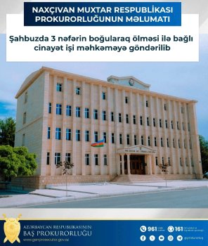 Naxçıvanda 3 nəfərin ölümü ilə bağlı cinayət işi məhkəməyə göndərildi