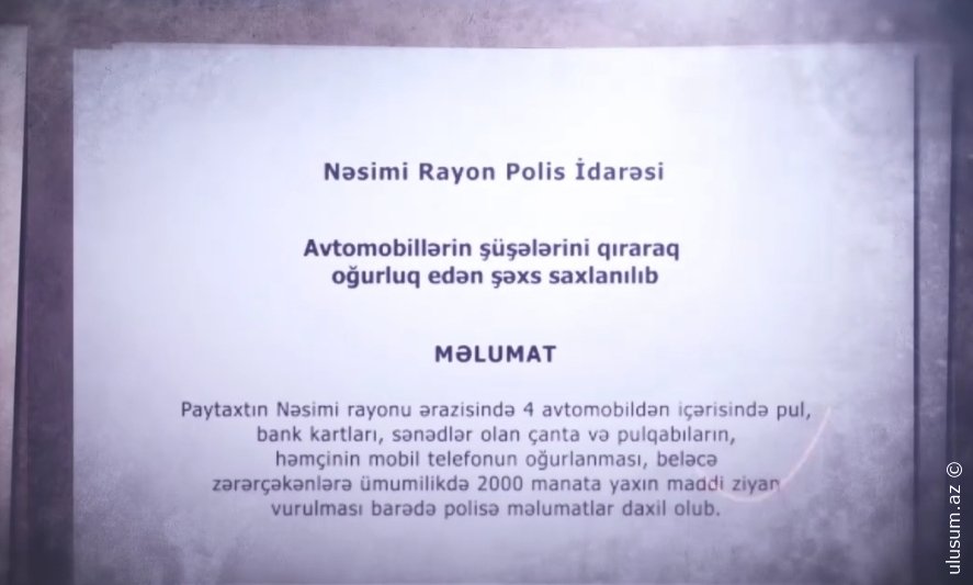 Avtomobillərin şüşələrini qıraraq oğurluq edən şəxs saxlanılıb