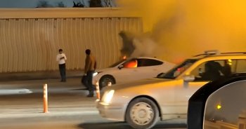 Bakıda hərəkətdə olan BYD yandı – VİDEO