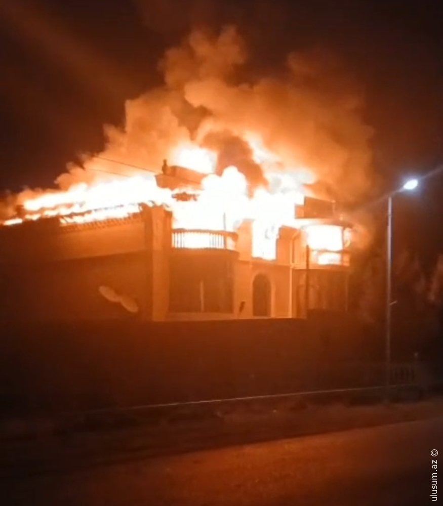 Ağstafa kəndində fərdi evdə güclü yanğın VİDEO